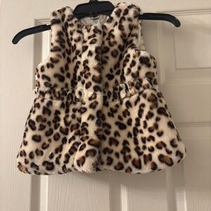 Little Me  Girls Animal Print Faux Fur Vest